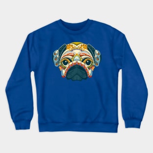 colorful pug head Crewneck Sweatshirt